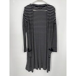 Athleta Black White Stripe Long Sleeve Open‎ Front Cardigan Sweater XS